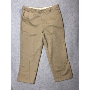 LL Bean Men's Comfort Waist Flex Tan Khakis 38 x 28 Flat Front Straight Leg